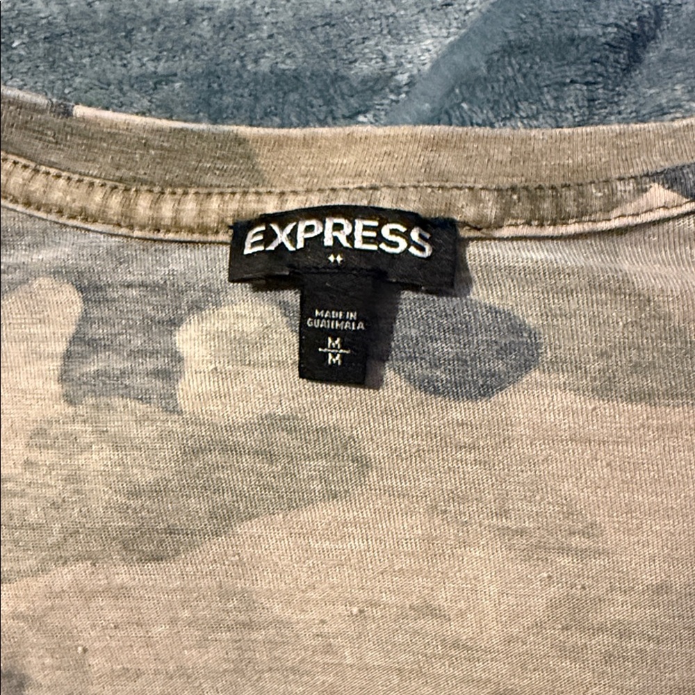 Express  Short Sleeve Camouflage Tee - Gray and Tan